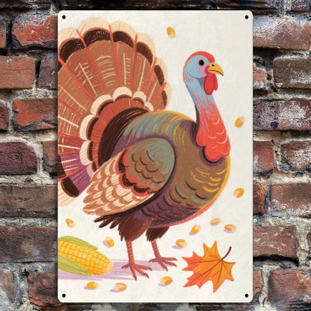 Autumn Turkey & Corn Tin Sign