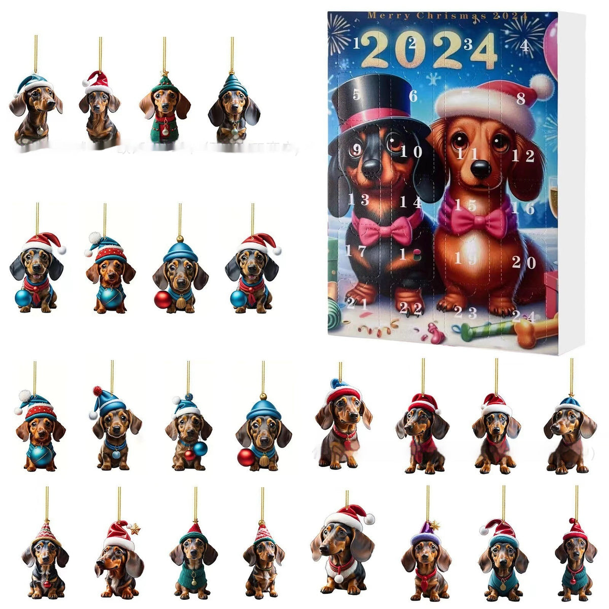 Christmas Dachshund Pendant Gift Box