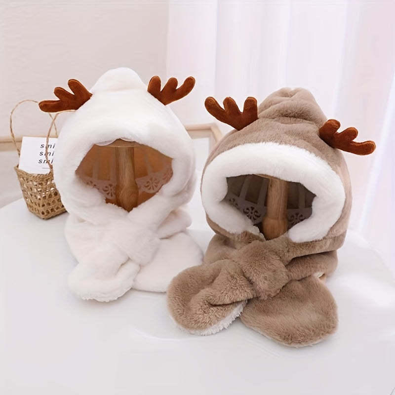 Cute Plush Deer Antler Winter Hat