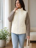 Women's Quilted Puffer Vest - Stand Collar, Full Zip
