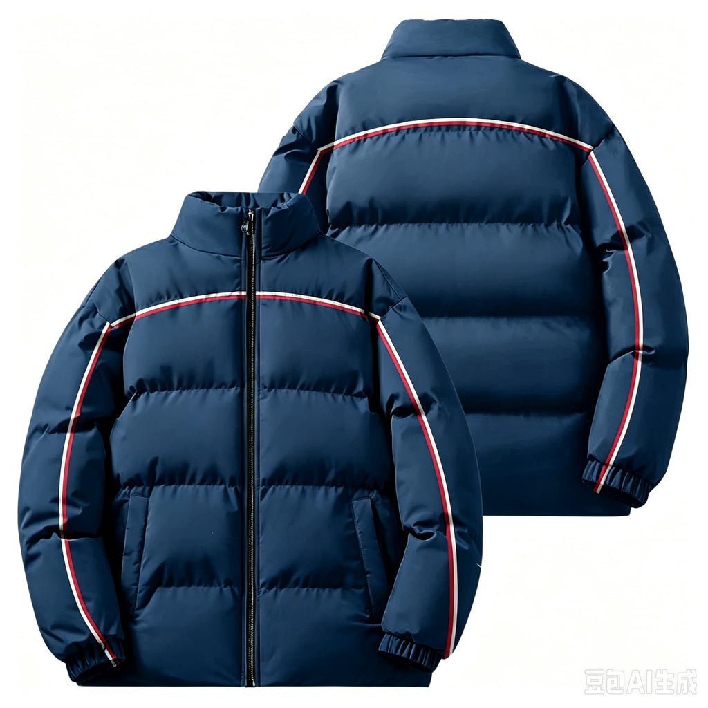 Men's Color-Block Stand Collar Puffer Jacket
