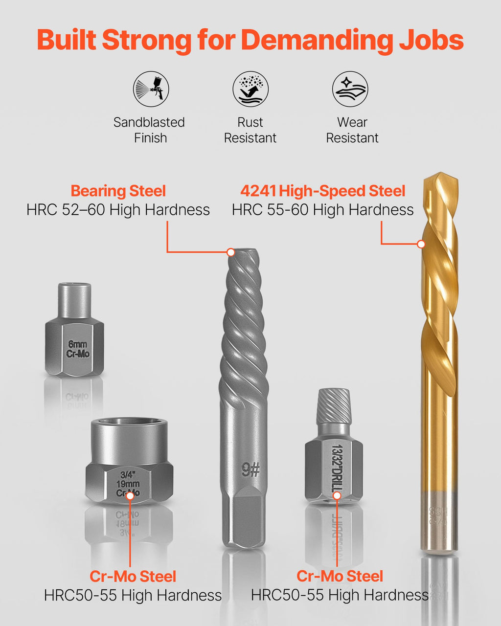 Screw Extractor Set With Drill Bits, 54 Pieces, Easy Out Nut Bolt