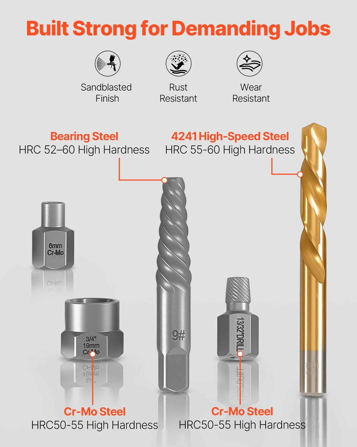 Screw Extractor Set With Drill Bits, 54 Pieces, Easy Out Nut Bolt