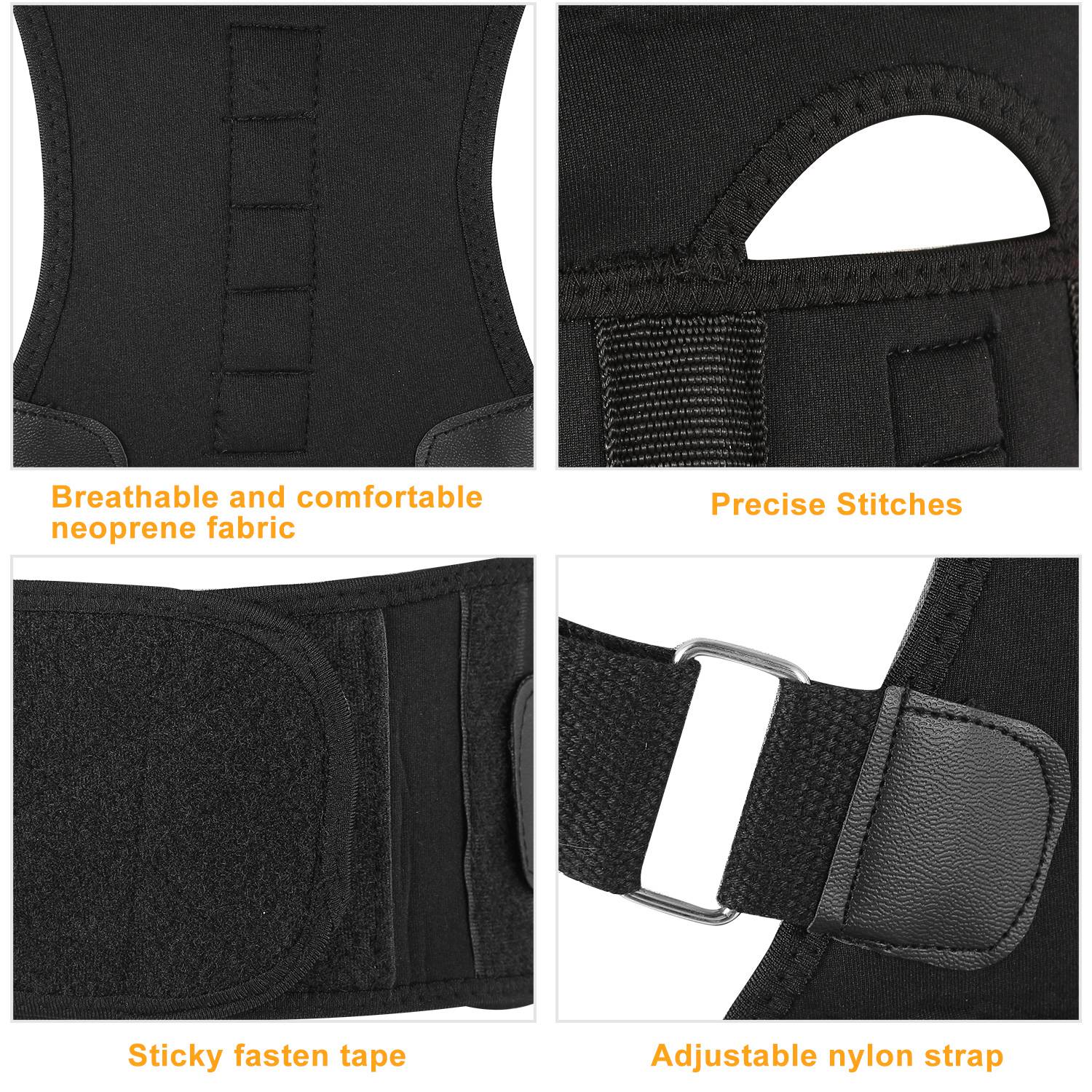 Unisex Posture Corrector Support Magnetic Lumbar Back Posture Support Belt Adjustable Upper Back Braces Clavicle Shoulder Brace Belt Pain Relief Therapy