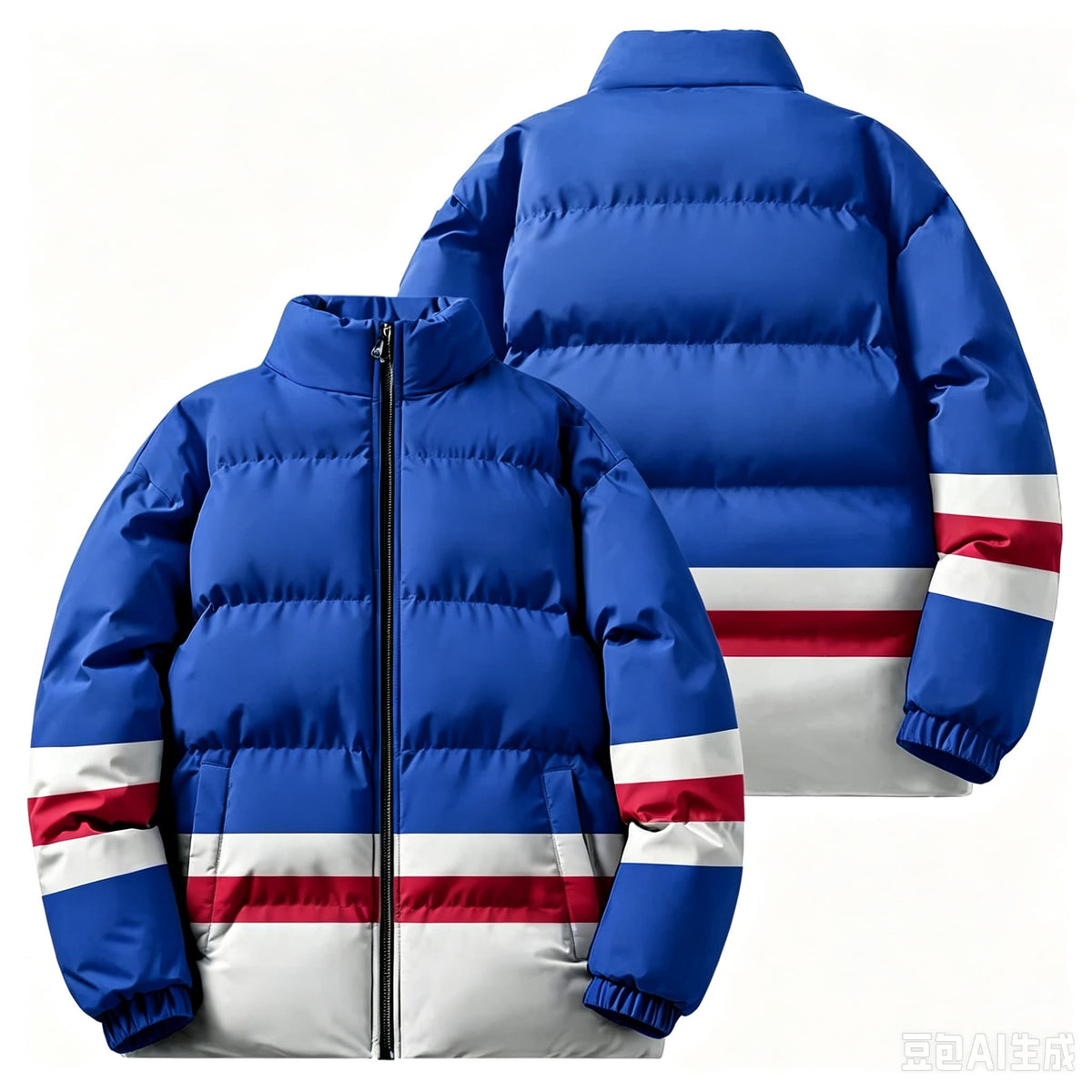 Men's Color-Block Stand Collar Puffer Jacket