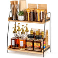 2-Tier Coffee Station Organizer For Countertop, Wooden Kitchen Counter Shelf UK