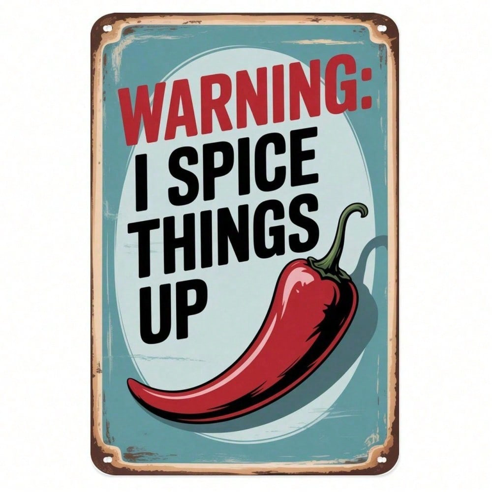 "I Spice Things Up" Chili Pepper Tin Sign