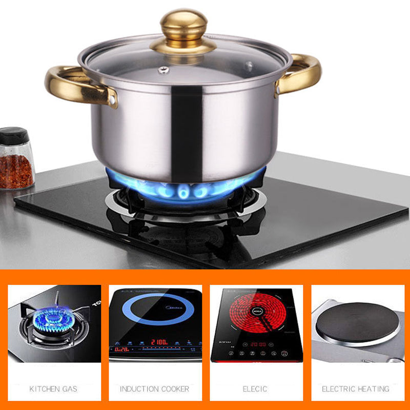 12Pcs Stainless Steel Casserole Saucepan Stock Pot Set Kitchen Induction Cookware