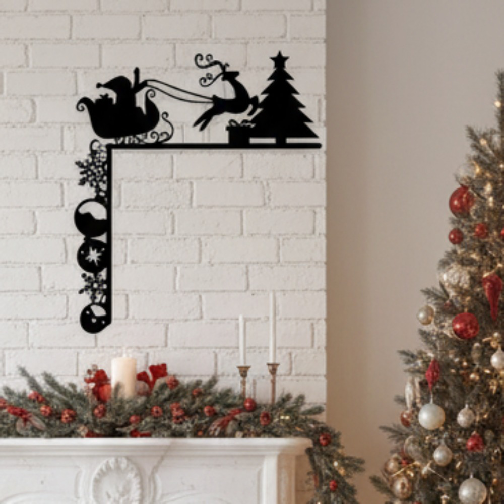 CIFbuy Removable Christmas Sleigh Wall Decals Festive