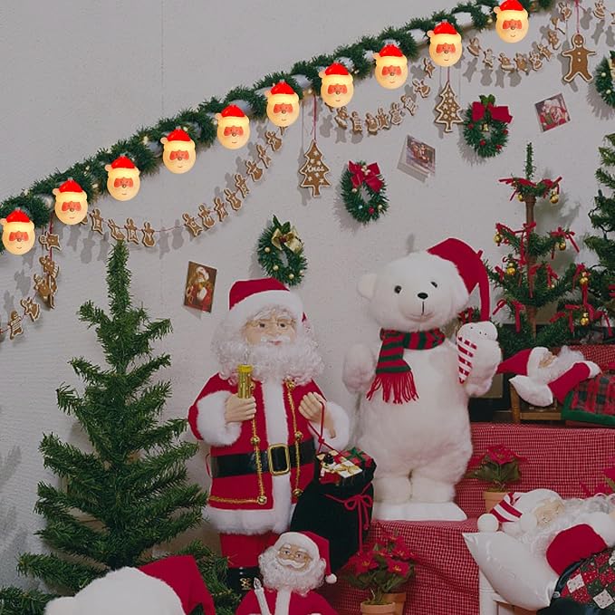 8.5FT Santa Claus Christmas String Lights, 10 Lights, Plug-In Decor