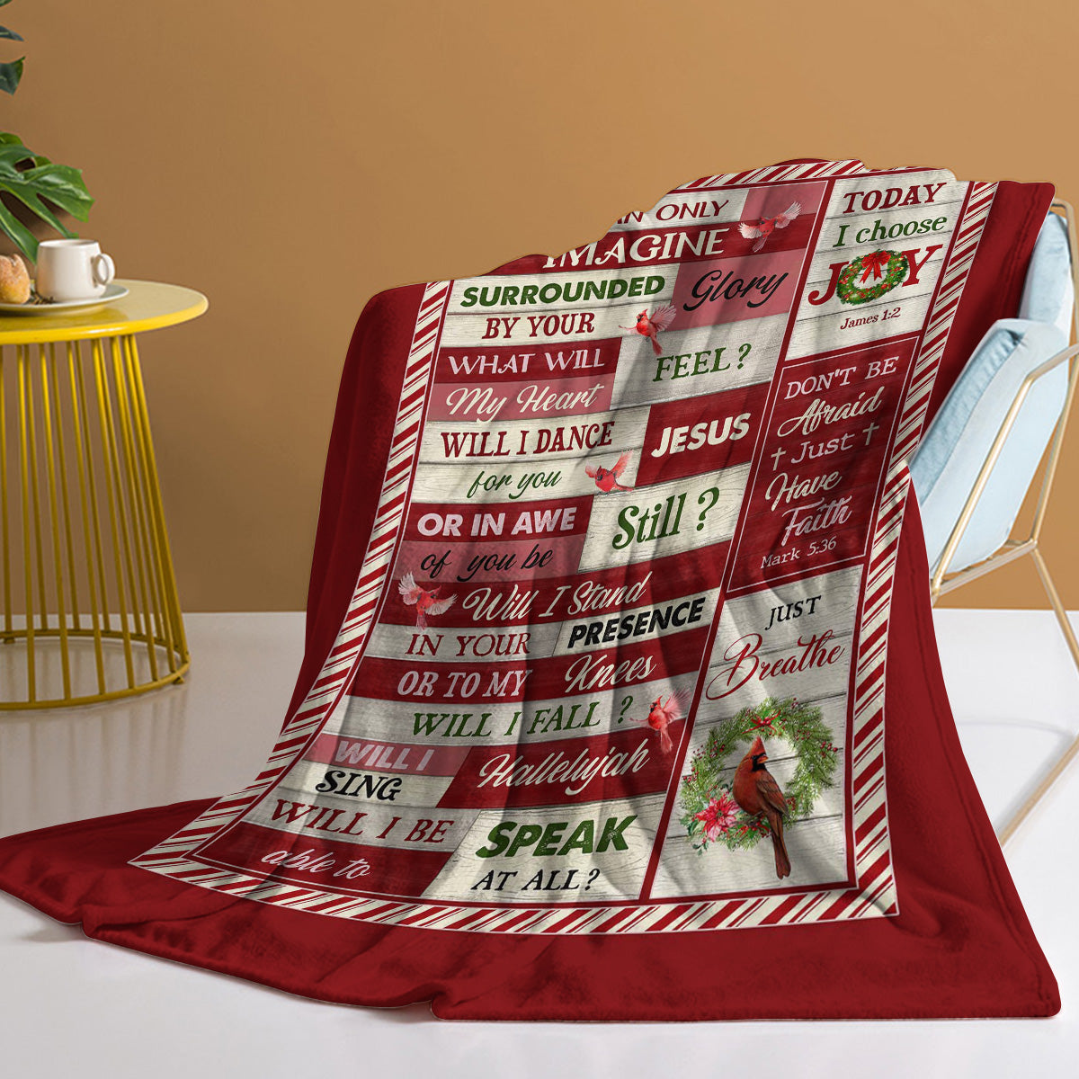 Christmas Cardinal Throw Blanket