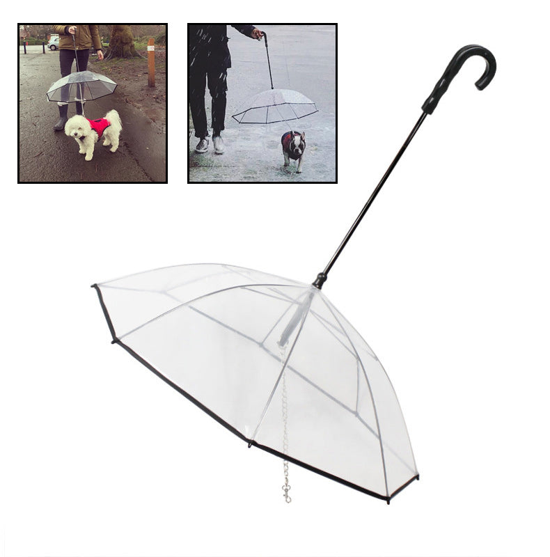 Clear Dog Umbrella with Leash