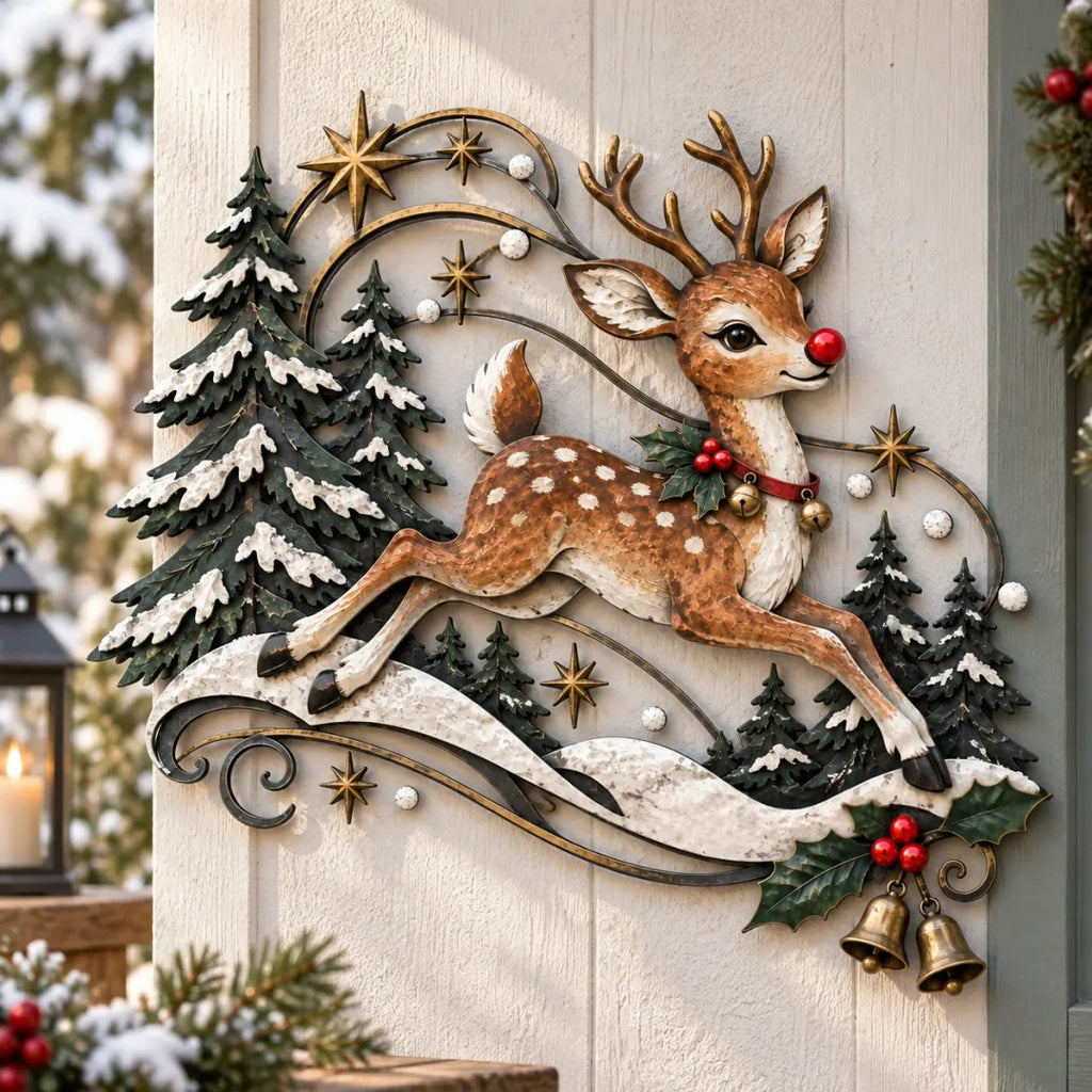 Christmas Reindeer Metal Wall Decoration