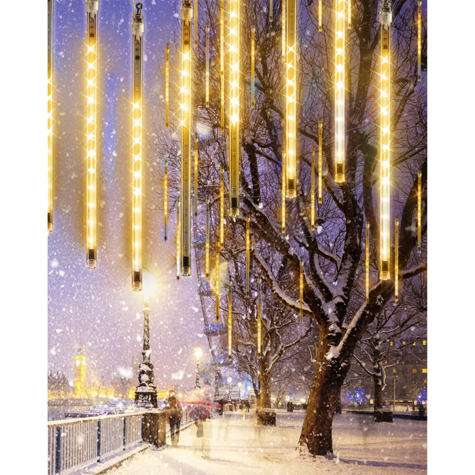 Christmas Meteor Shower Icicle Lights - 20 Tubes, 480 Warm White LEDs