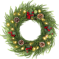 24INCH Christmas Eucalyptus Wreath With 50 LED Lights For Front Door
