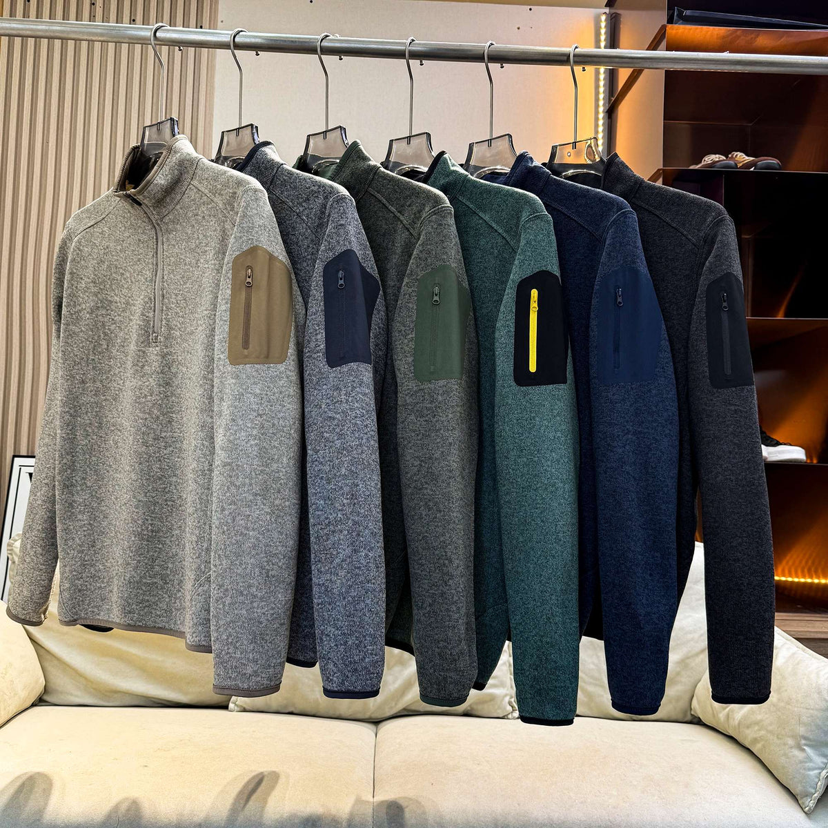 Men's Quarter-Zip Knit Fleece Pullover