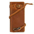 Vintage Crazy Horse Leather Wallet With Chain