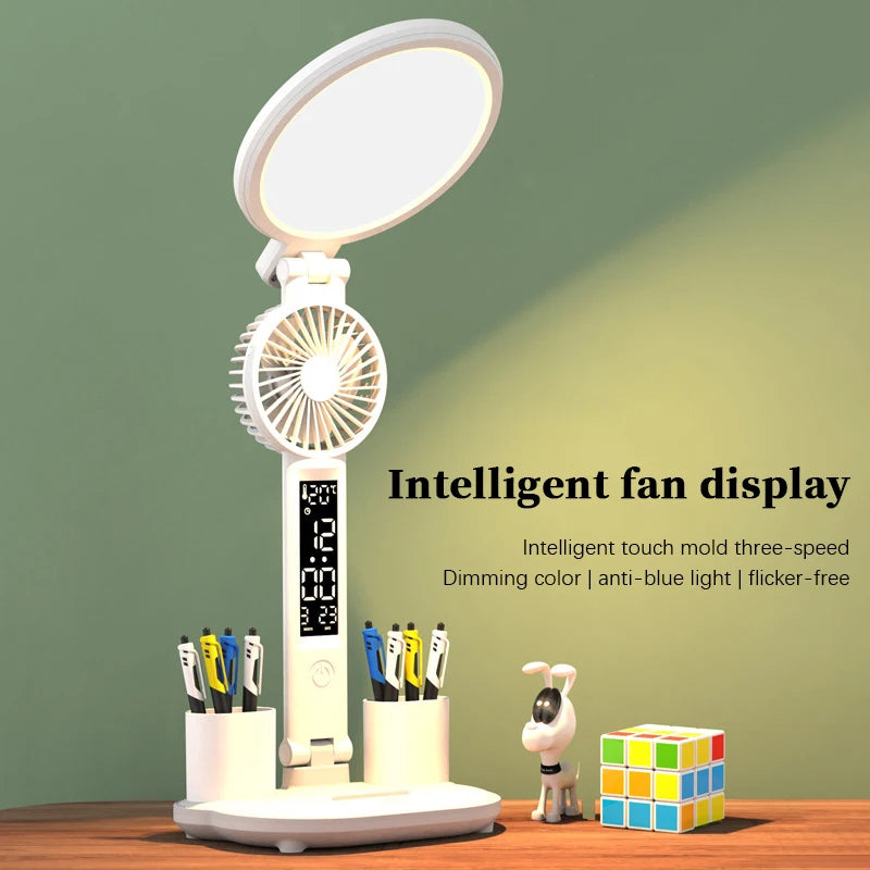LED Clock Desk Lamp with Fan