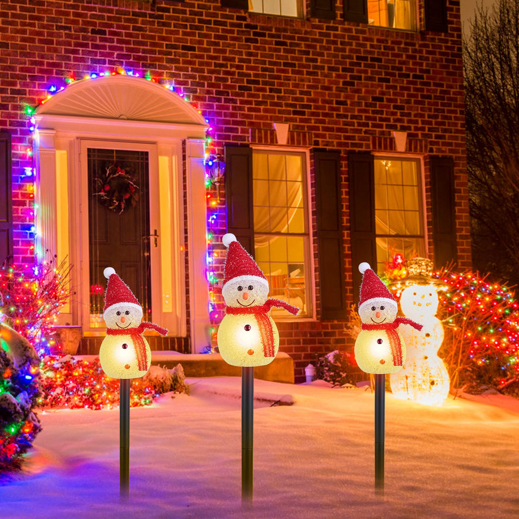 Solar Snowmen Outdoor Christmas Lamp
