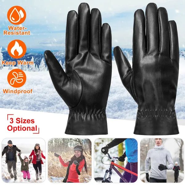 Unisex Leather Windproof Winter Gloves