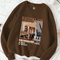 Women's Thermal Lined Print Crew Neck Pullover