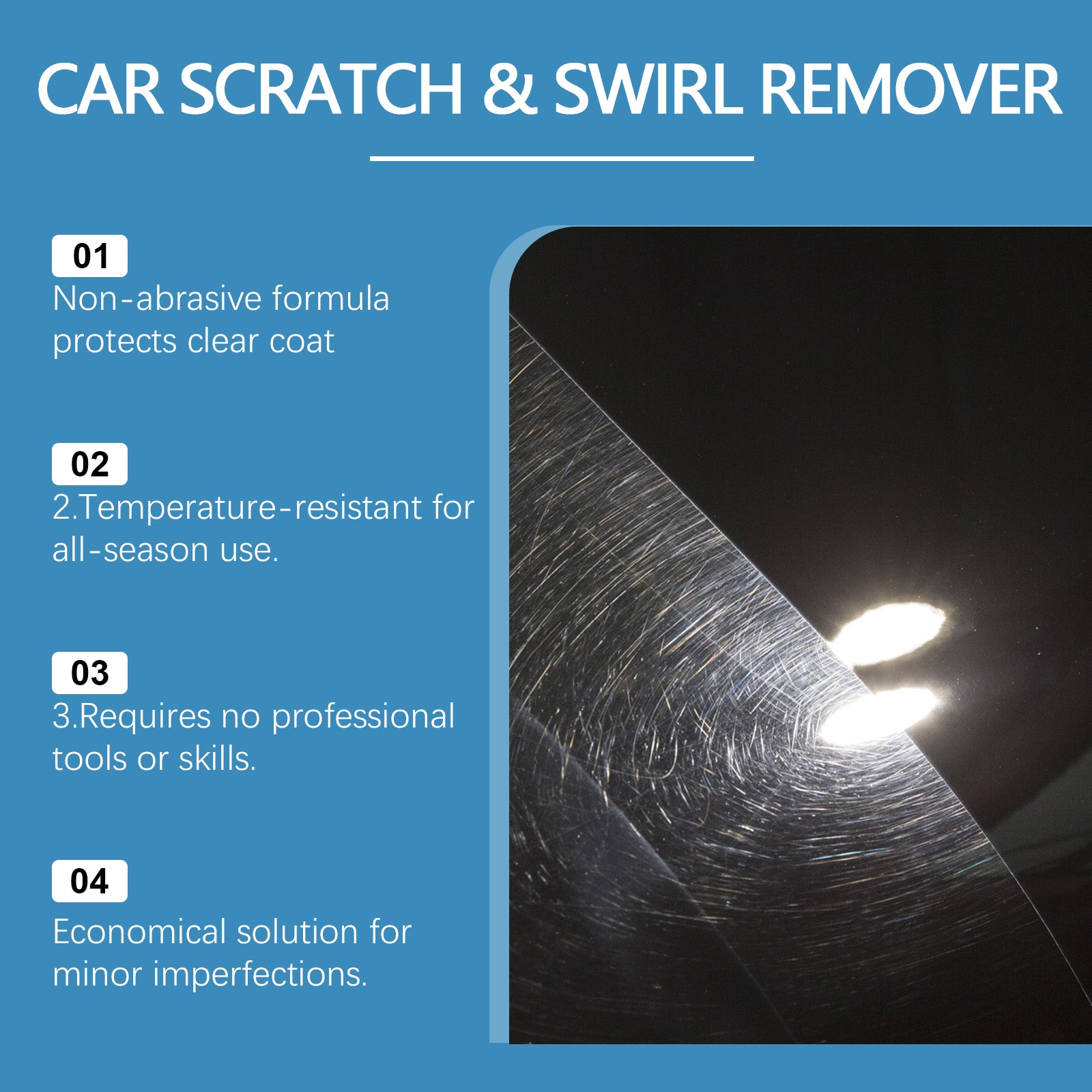 Car Scratch Remover Paste, Universal Auto Paint Scratch Repair Cream For All Car Colors, Remove Scratches, Water Marks & Swirl Marks With Sponge