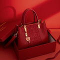 Embroidered Red High-Capacity Tote Bag