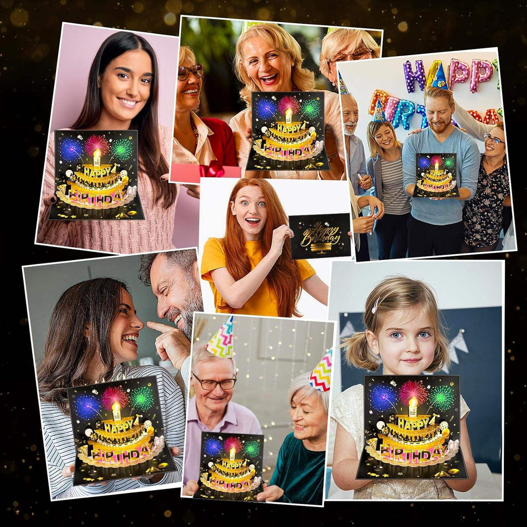 Light Music  Up Card Gift Cake Happy Birthday Card With Envelope